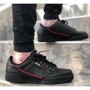 Adidas Continental 80 Unisex Sneakers Black/Red Size 10.5 1/2 Casual Shoes